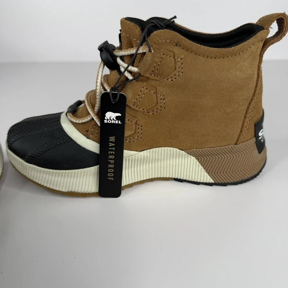 Sorel Waterproof Boots Kids Size 2‎ Brown Suede Duck Ankle Lace Up NY4564-224